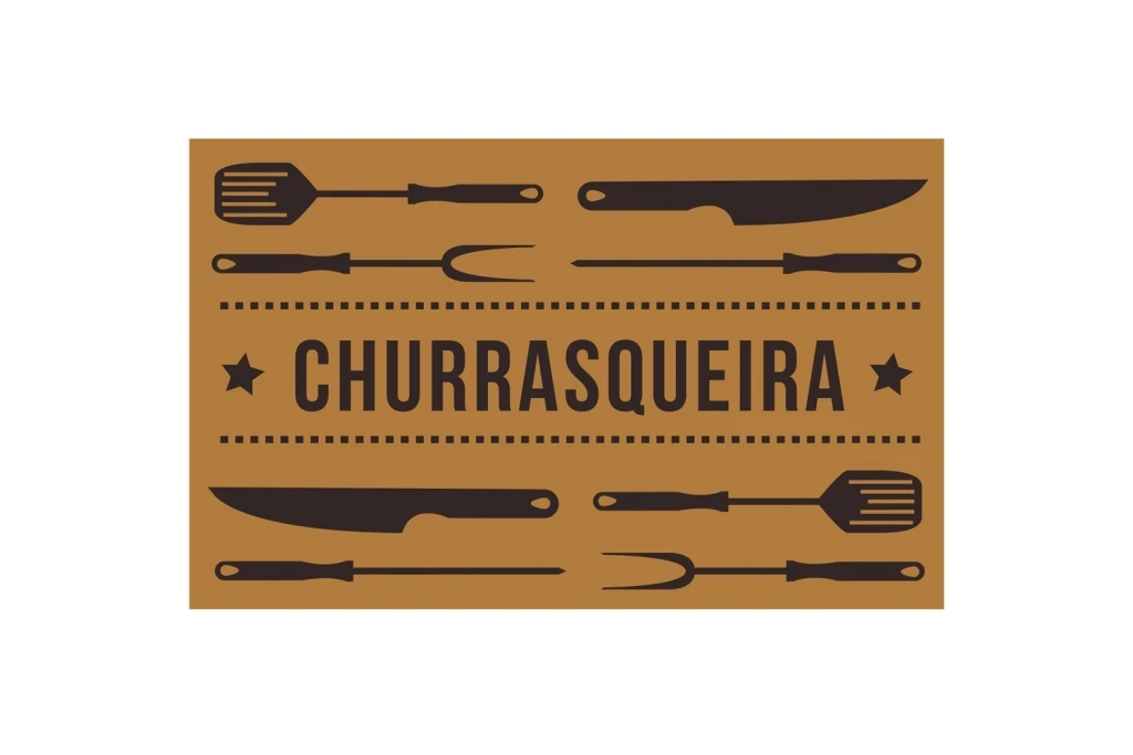 Capacho em Pvc Vinil Super Print Churrasqueira 40x60cm Dourado
