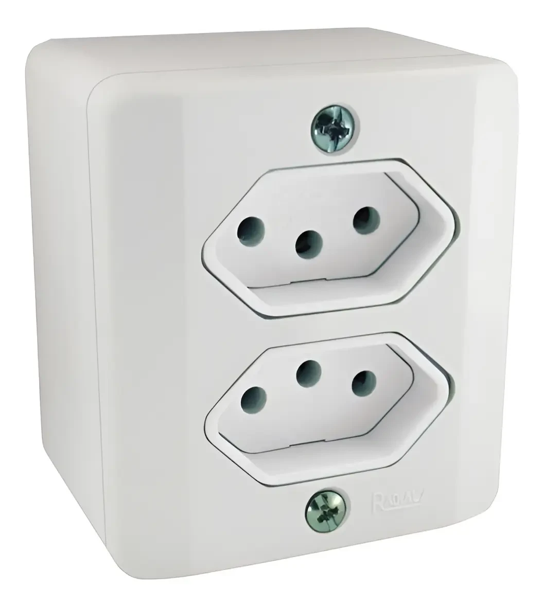 Tomada Dupla Simples 10a Sistema X com Caixa Externa Branco - Radial