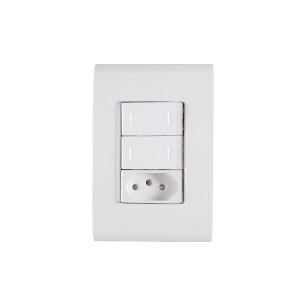 Conjunto 2 Interruptores Paralelos 10a 250v + 1 Tomada 2p+t 10a 250v Liz Branco - Tramontina