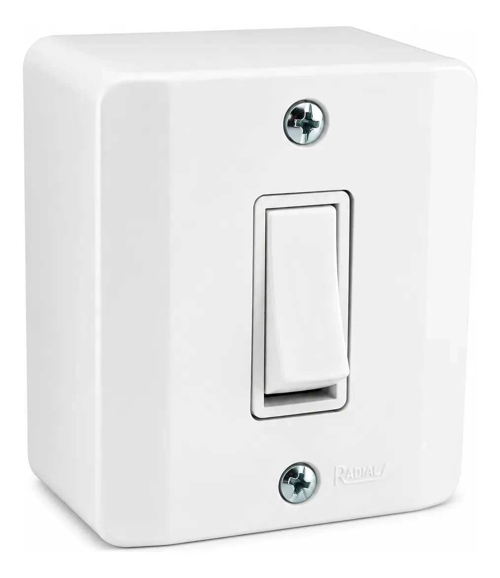 Interruptor Simples Sistema X com Caixa Externa Branco - Radial
