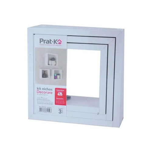 Nicho de Parede Decorare Kit com 3 Peças Branco 10cm X 17,9cm X 26,7cm - Prati-k