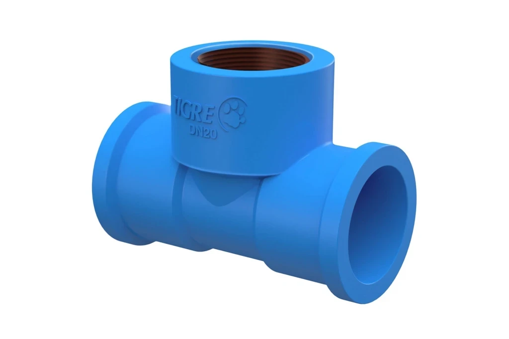 Tê 90° Soldável com Bucha de Latão 1/2''x25mm Azul