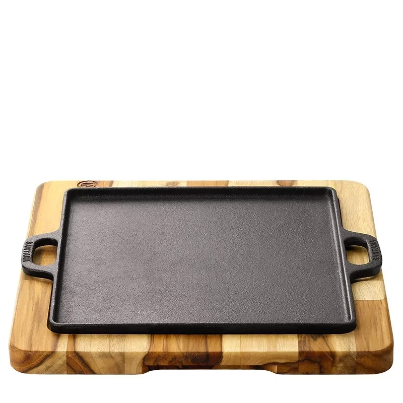 Chapa de Ferro Fundido 24cm X 24cm com Suporte de Madeira - Fundição Santana