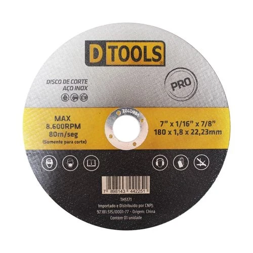 Disco de Corte para Aços e Inox 7" X 1,8mm - Dtools