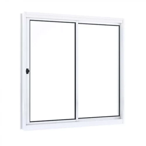 Janela Vitrô de Correr de Aço 2 Folhas 1 Fixa com Vidros 100cm X 100cm Realiza Branca - Vitralfer