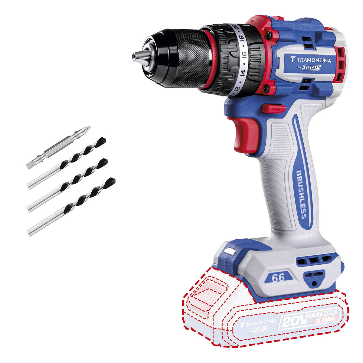 Parafusadeira e Furadeira de Impacto Sem Bateria 1/2pol 66nm 20v By Total - Tramontina
