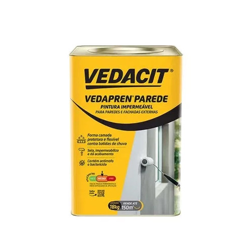 Pintura Impermeável Vedapren Parede Branco Balde de 18kg - Vedacit