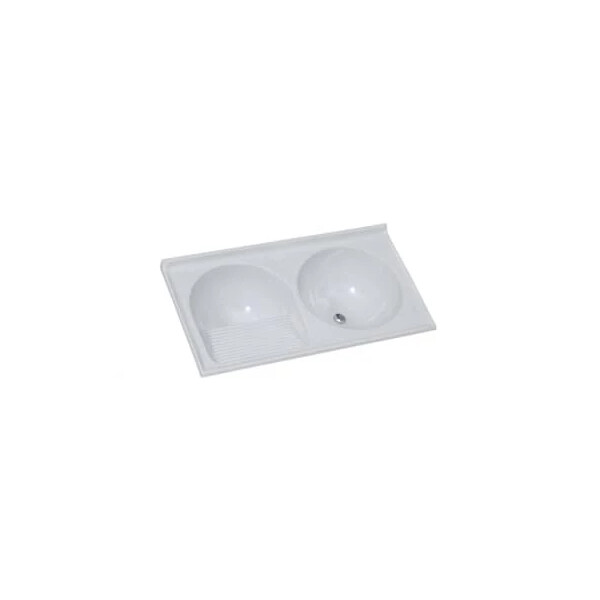 Tanque Duplo Marmore Sintético Granitado N°1 100cm X 52cm Pedra Clara - Rorato