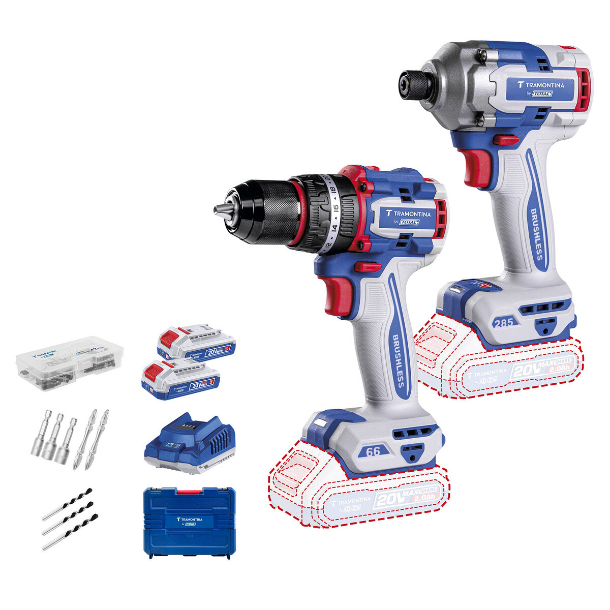 Kit Furadeira de Impacto 66nm e Parafusadeira de Impacto 285nm 20v By Total - Tramontina