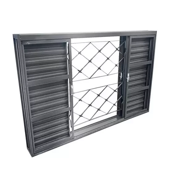 Janela Veneziana de Aço com Grade Xadrez Sem Vidros 100cm X 100cm - Vitralfer
