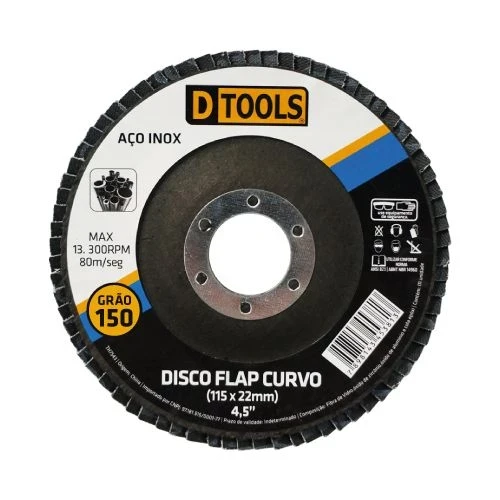 Disco Abrasivo Flap Curvo 4,5" Grão 150 - Dtools