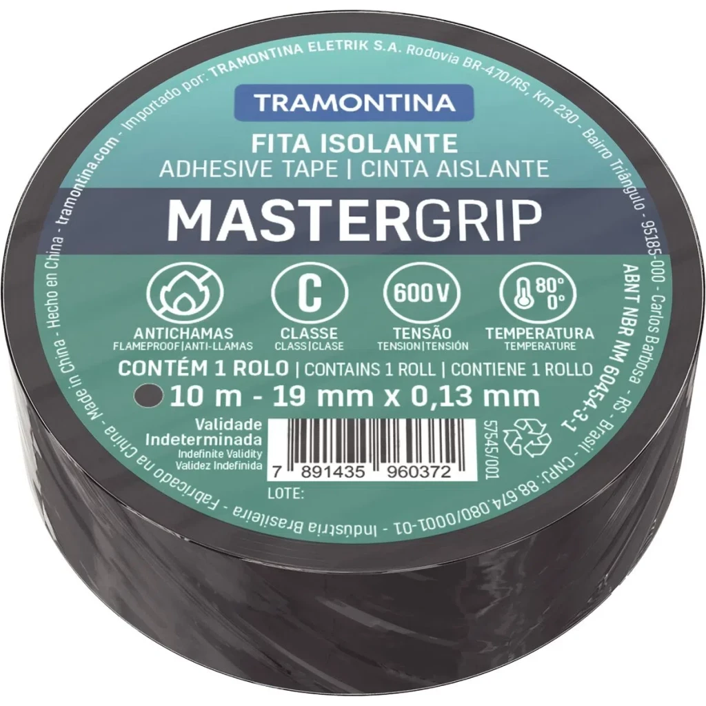 Fita Isolante 0,13mm X 19mm Preta 10m - Tramontina