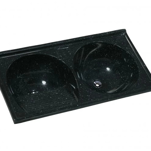 Tanque Duplo Marmore Sintético Granitado N°1 100cm X 52cm Pedra Preta - Rorato