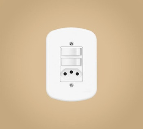 Interruptor 2 Simples e 1 Tomada 2p+t 10a 250v Blanc - Fame