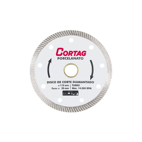Disco de Corte Diamantado para Porcelanato Turbo 110mm X 20mm - Cortag
