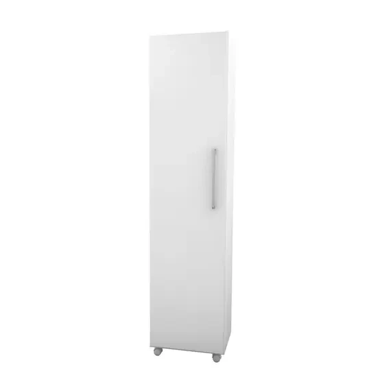 Armario Multiuso Lavanderia com 1 Porta e Rodízios Ms043br Branco - Movesinos