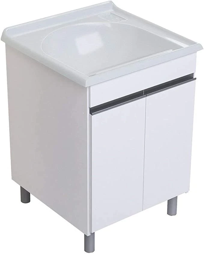 Armario de Lavanderia com Tanque Amelia 61cm X 61cm Gelo - Rorato