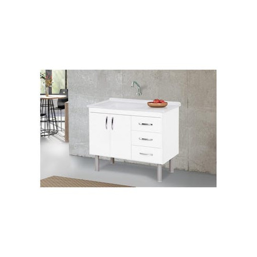Armário Balcão de Cozinha para Pias de 100cm Tóquio Branco - Rorato