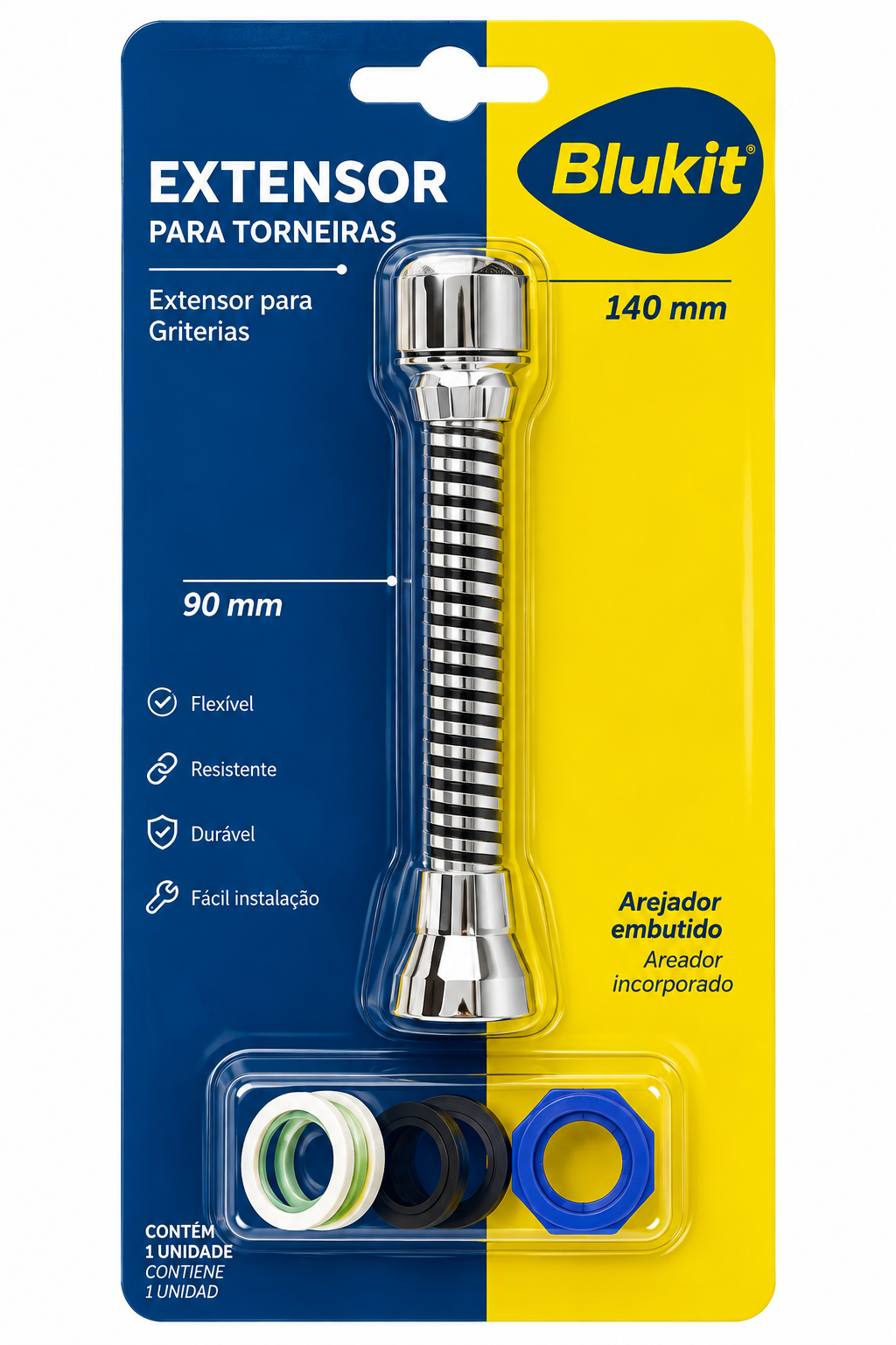 Extensor Plástico Cromado para Torneira com Rosca 14 Cm - Blukit