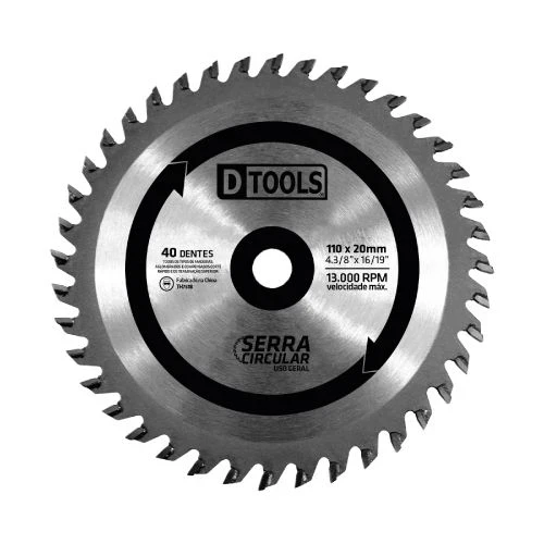 Serra Circular com Vídea 4.3/8" e 40 Dentes - Dtools