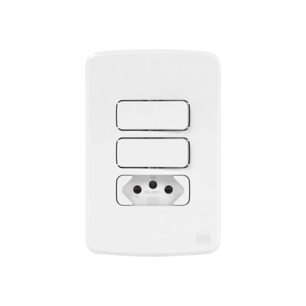 Interruptor 2 Paralelos com Tomada 2p+t 10a Compose Branco - Weg