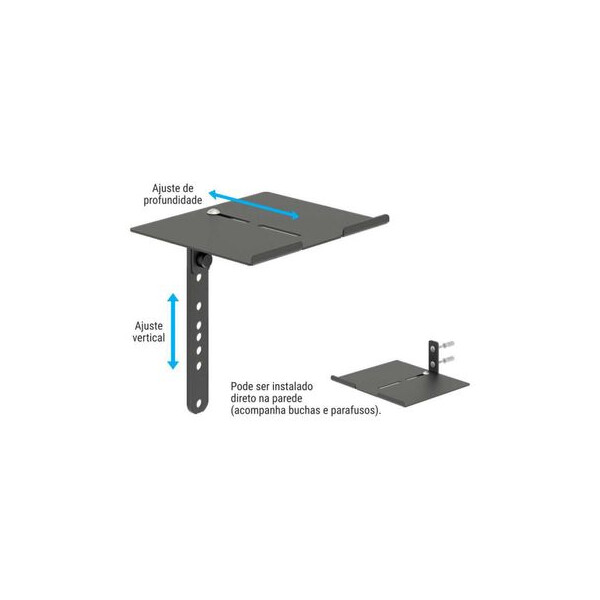 Suporte para Receptor Conversor de Tv e Acessórios Preto - Multivisão