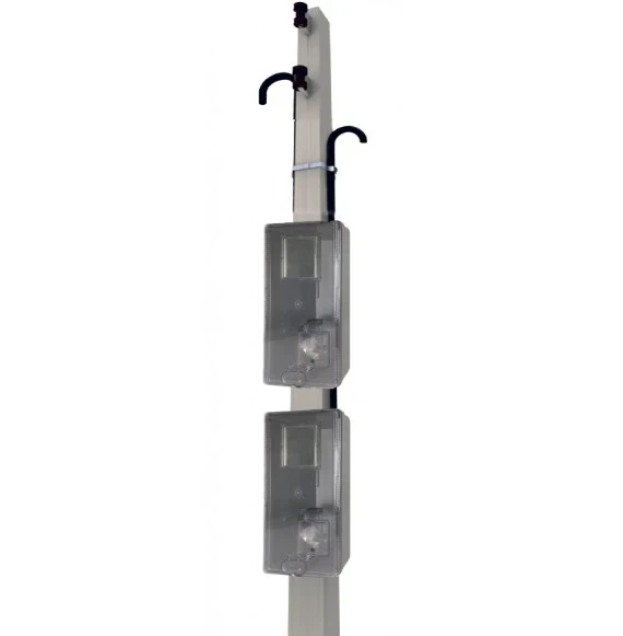 Poste Padrão Rge Cpfl de Fibra 7,5m Frontal Duplo Monofásico com 2 Caixas e Fio de 16mm