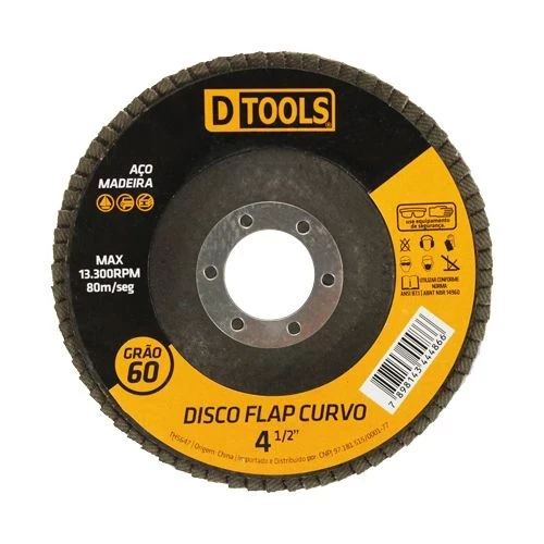 Disco Abrasivo Flap Curvo 4,5" Grão 60 - Dtools