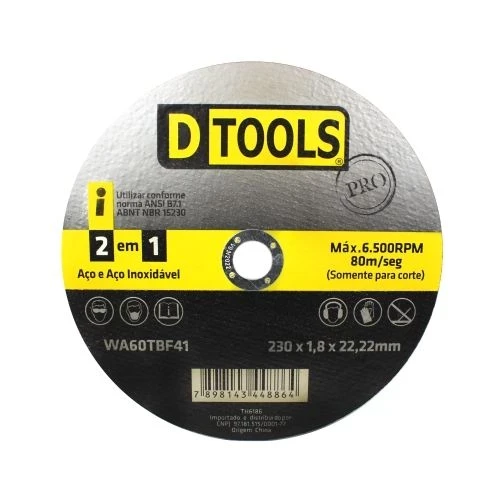 Disco de Corte para Aços e Inox 9" X 1,8mm - Dtools