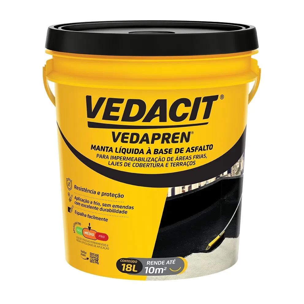 Vedapren Preto Balde de 18 Litros - Vedacit