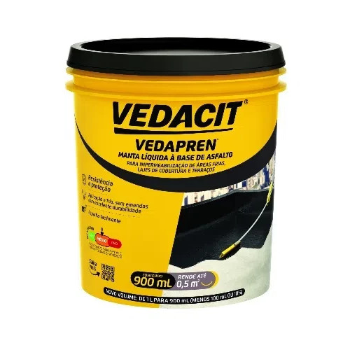 Vedapren Preto Pote de 900ml - Vedacit