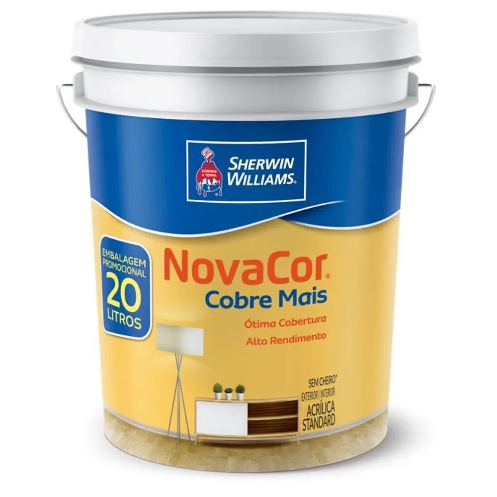 Tinta Acrilica Novacor Cobre Mais Fosca Branco 20l - Sherwin Williams