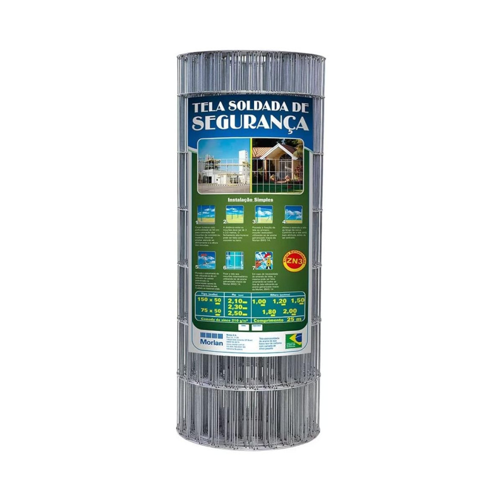 Tela Soldada Alambrado Segurança 10x5 2,0x25m 1,9mm Morlan