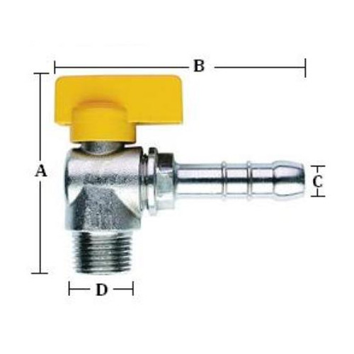 Jackwal Valvula Esfera Glp Angular 1/2 X 3/8 - 002467