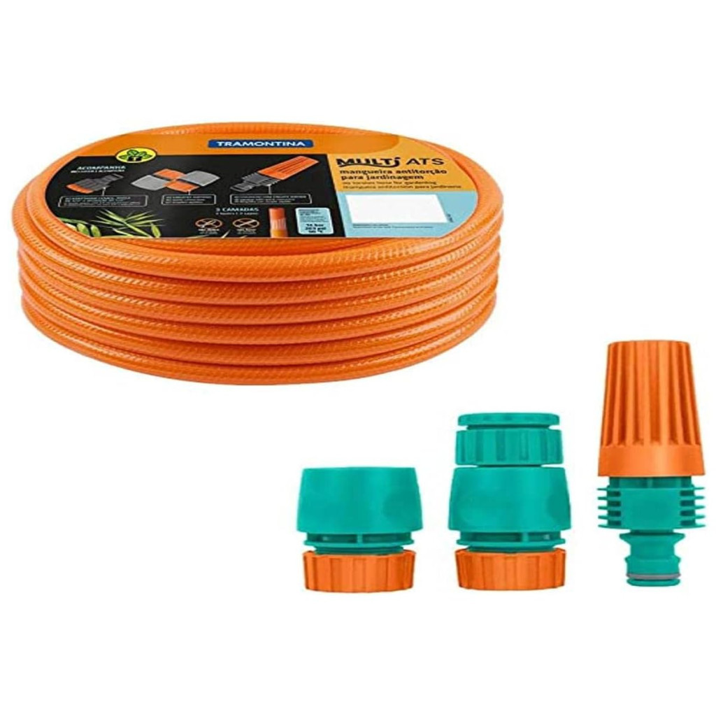 Mangueira Super Flex Antitorcao 1 2 Laranja em Pvc 3 Camadas 15 M Tramontina