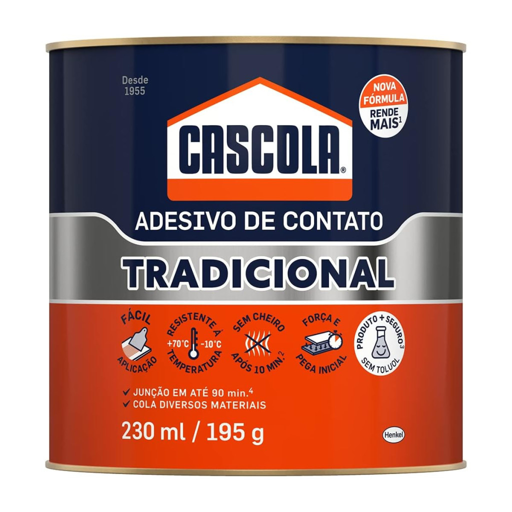 Cola de Contato de Alta Resistência, Permanente Multiuso, 1x195g