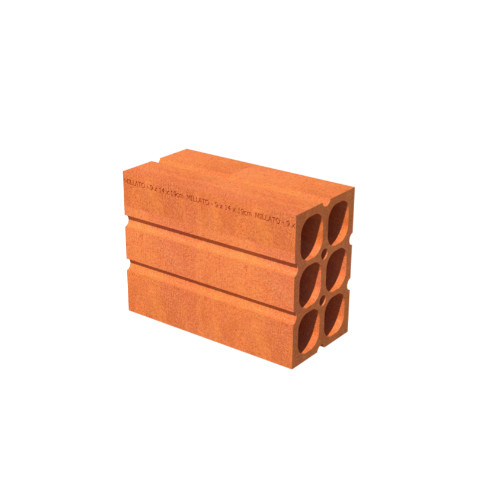Tijolo 6 Furos 9 X 14 Redondo Metade