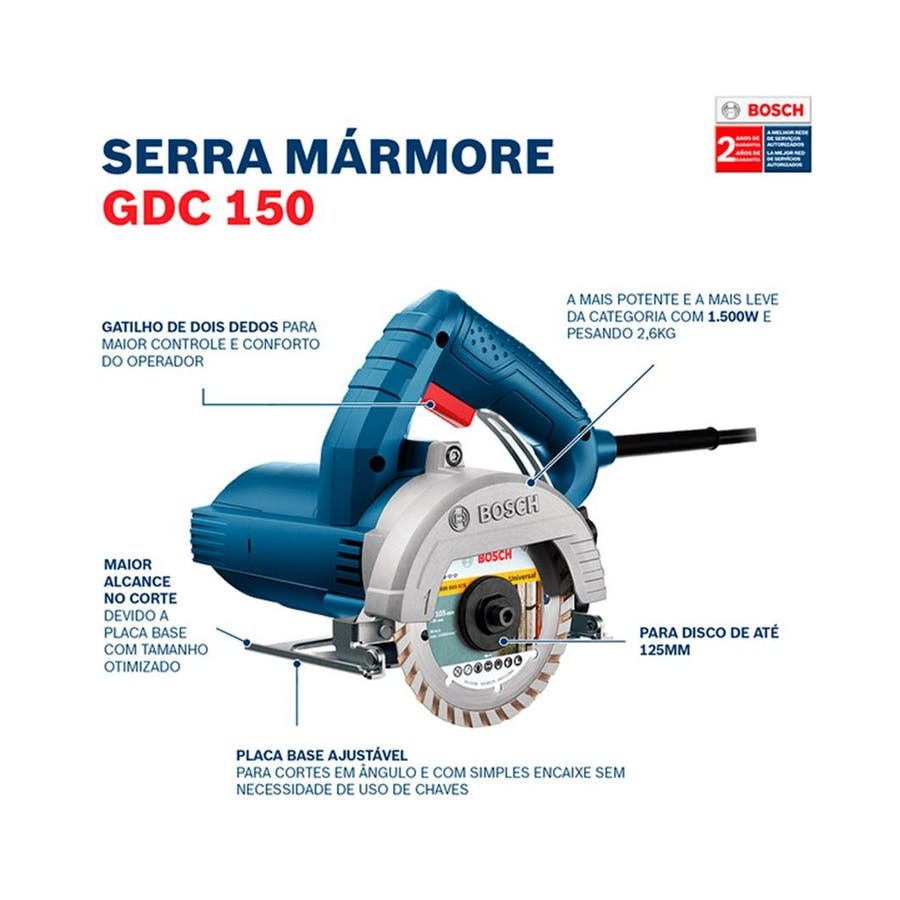 Serra Mármore a Seco Gdc 150 Titan - 1500 W 220 V - Bosch