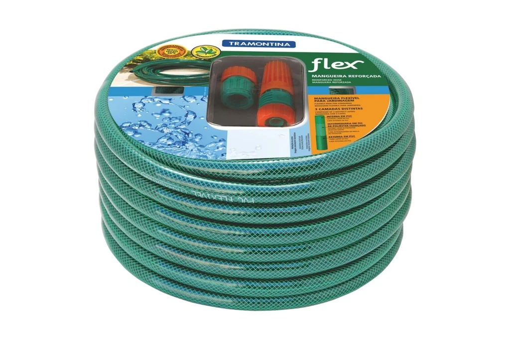 Mangueira em Pvc com Engate Rosqueado e Esguicho Flex com 30m Verde