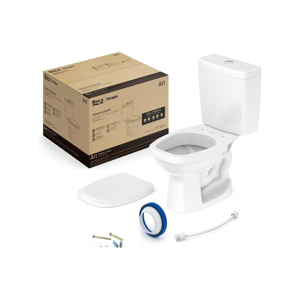 Kit de Bacia com Caixa Assento Pp com Queda Amortecida e Complementos de Instalação Art