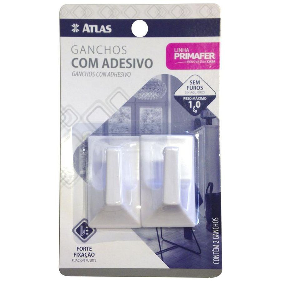 Gancho Plástica com Adesivo Primafer Quadrado 1,0kg Blister 2510