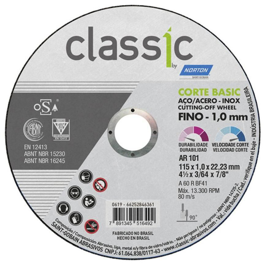 Disco Corte Ferro Norton Classic Basic 115x1,0x22,23mm