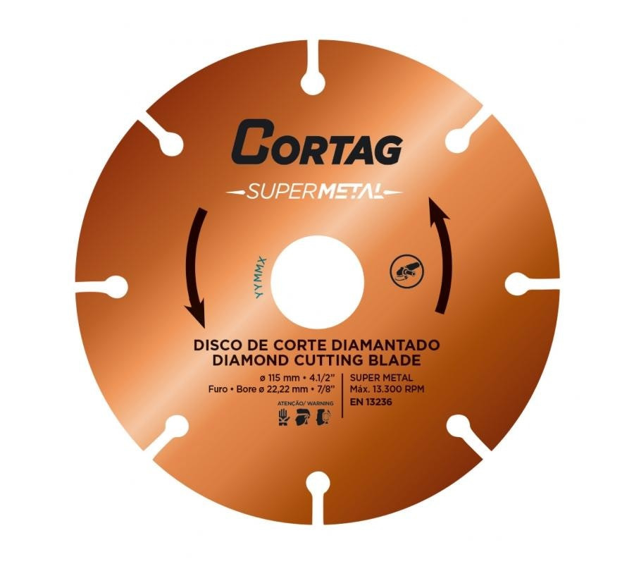 Disco de Corte Diamantado Supermetal 115mm - Cortag