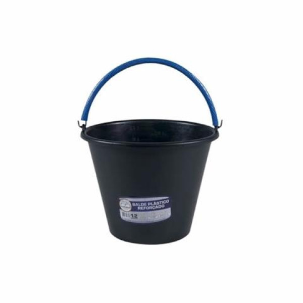 Balde Plastico Reforcado Preto 12l