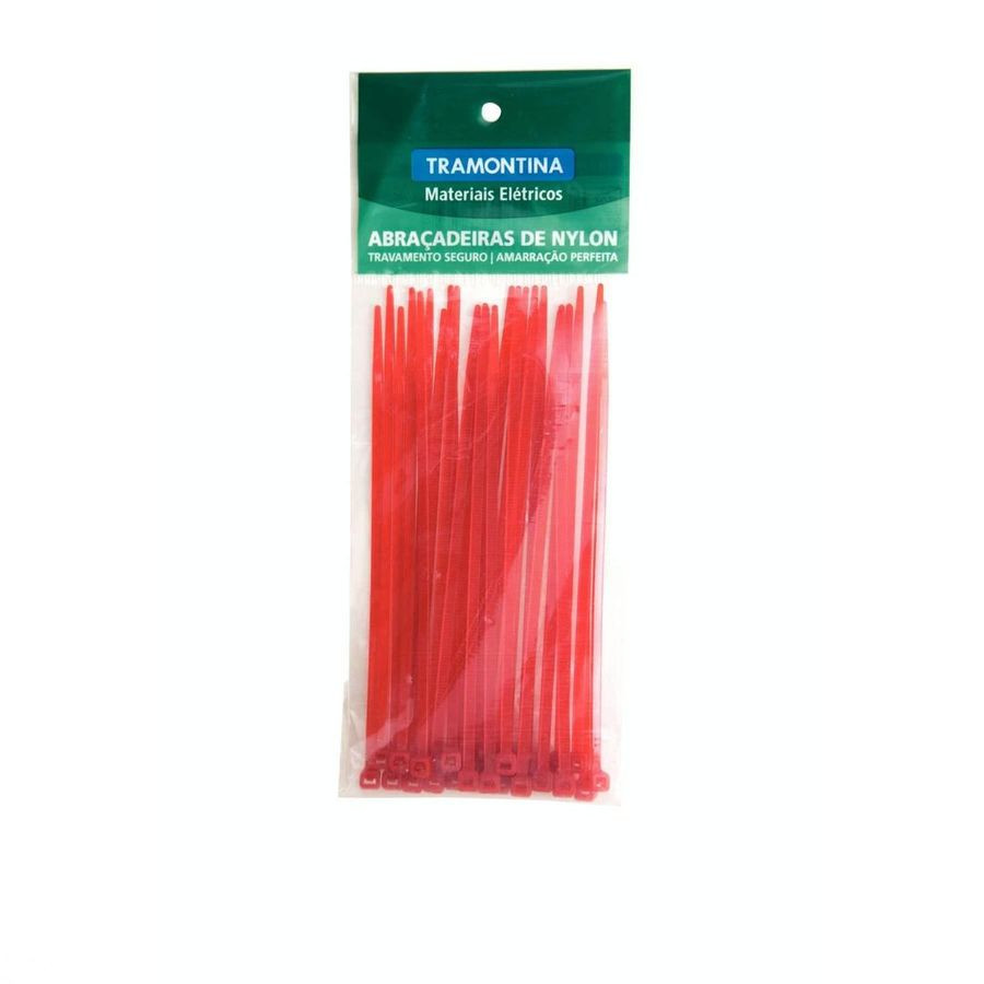 Abraçadeira Nylon 295mm X 4,6mm Vermelha - Tramontina