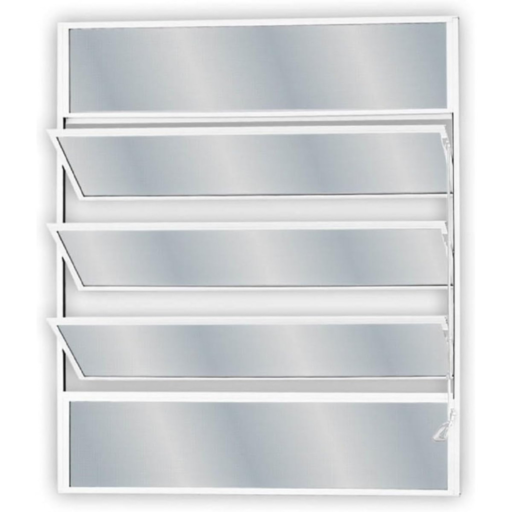Janela de Alumínio Basculante 80x60cm com 3 Basculas e Vidro Mini Boreal Soft Mgm