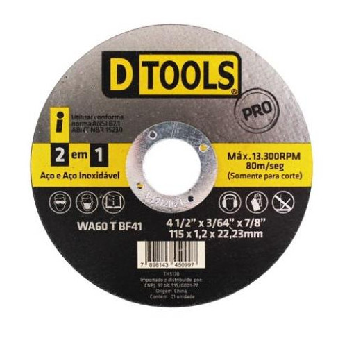 Dtools Disco de Corte Aco/inox 4.1/2 X 1.2mm - 11900