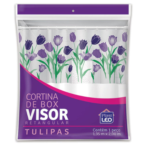 Cortina Box Vinil Visor Tulipas 1,35 X 2m  Plast Leo  620-m
