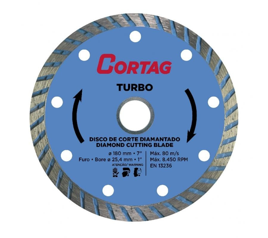 Disco de Corte Diamantado Turbo 180mm - Cortag