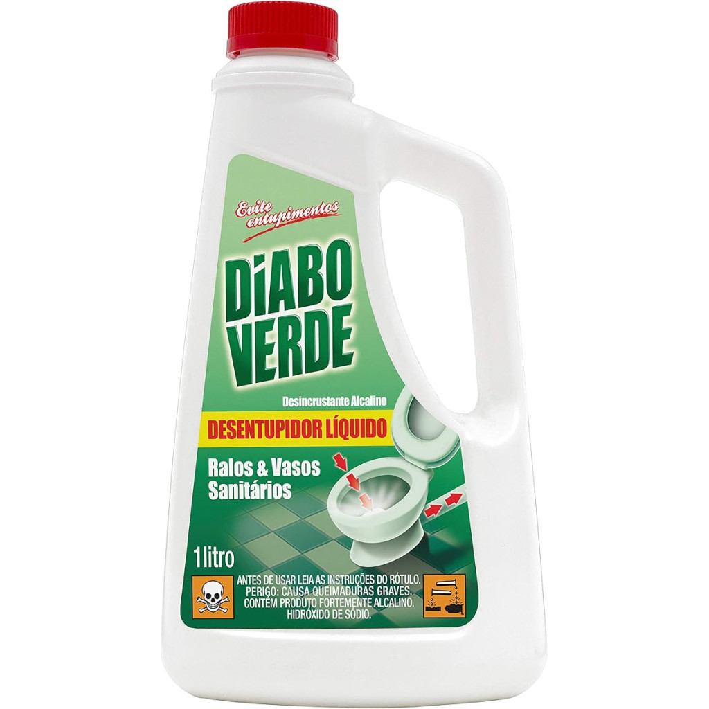 Desentupidor de Vasos Sanitários e Ralos Líquido 1l, Diabo Verde